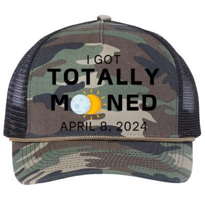 Funny I Got Totally Mooned Total Solar Eclipse April 8 Retro Rope Trucker Hat Cap