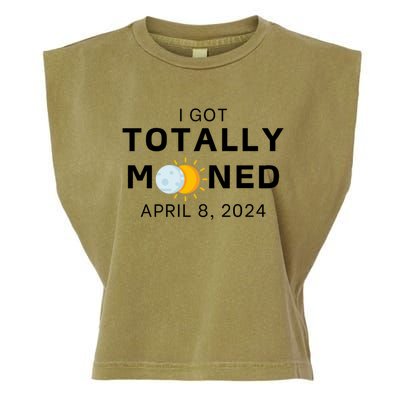 Funny I Got Totally Mooned Total Solar Eclipse April 8 Garment-Dyed Women's Muscle Tee