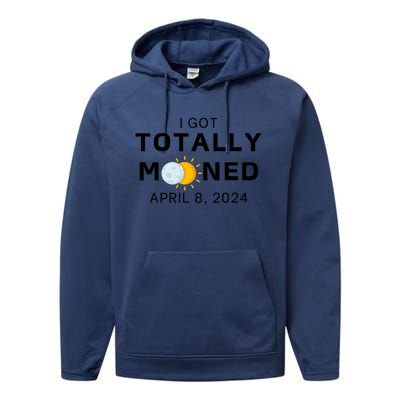 Funny I Got Totally Mooned Total Solar Eclipse April 8 Performance Fleece Hoodie