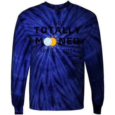 Funny I Got Totally Mooned Total Solar Eclipse April 8 Tie-Dye Long Sleeve Shirt