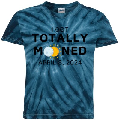 Funny I Got Totally Mooned Total Solar Eclipse April 8 Kids Tie-Dye T-Shirt