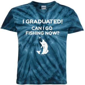 Funny I Graduated Can I Go Fishing Graduation Gift Kids Tie-Dye T-Shirt