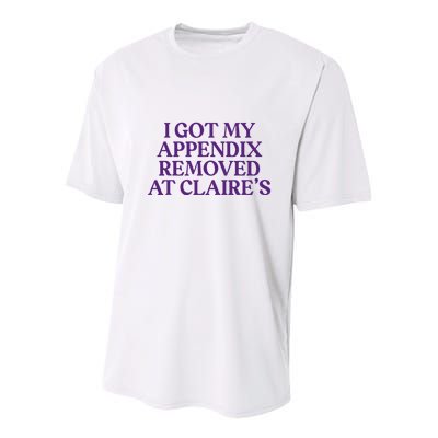 Funny I Got My Appendix Removed At ClaireS Meme Trending Youth Performance Sprint T-Shirt