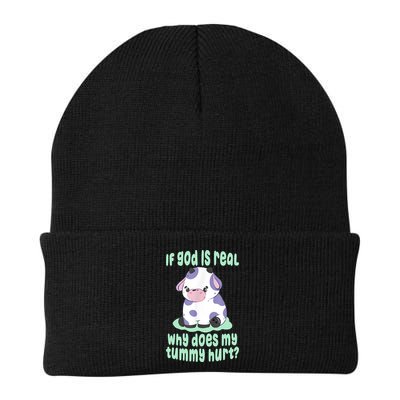 Funny If God Is Real Why Does My Tummy Hurt Sad Cow Beanie