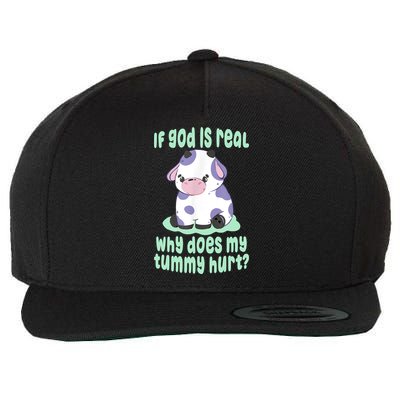 Funny If God Is Real Why Does My Tummy Hurt Sad Cow Wool Snapback Cap