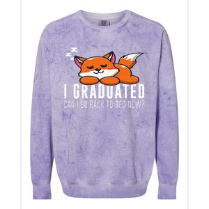 Funny I Graduated Can I Go Back To Bed Now Fox Graduation Colorblast Crewneck Sweatshirt