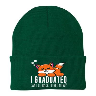 Funny I Graduated Can I Go Back To Bed Now Fox Graduation Knit Cap Winter Beanie