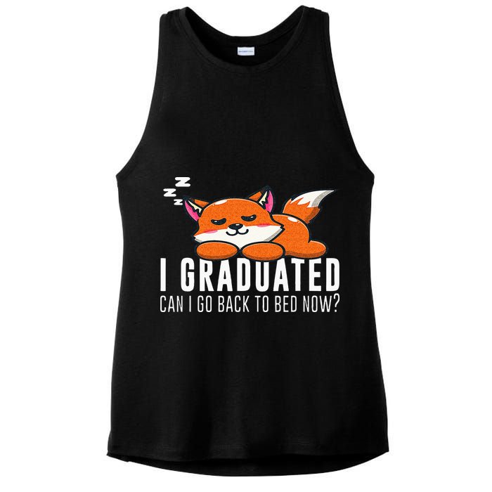 Funny I Graduated Can I Go Back To Bed Now Fox Graduation Ladies PosiCharge Tri-Blend Wicking Tank