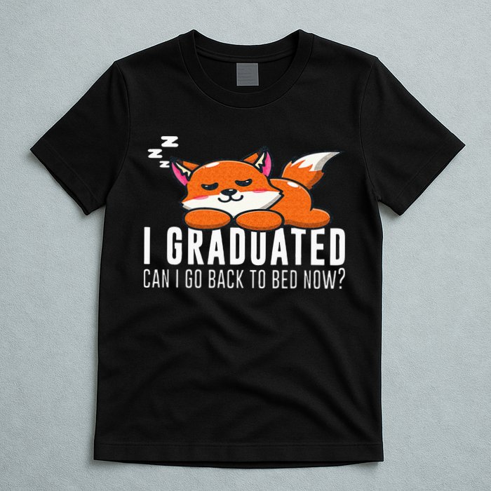 Funny I Graduated Can I Go Back To Bed Now Fox Graduation T-Shirt