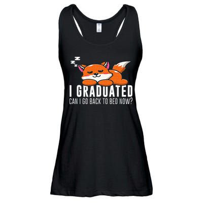 Funny I Graduated Can I Go Back To Bed Now Fox Graduation Ladies Essential Flowy Tank