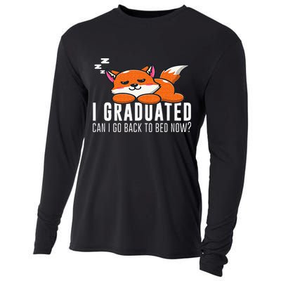 Funny I Graduated Can I Go Back To Bed Now Fox Graduation Cooling Performance Long Sleeve Crew
