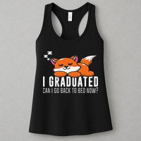 Funny I Graduated Can I Go Back To Bed Now Fox Graduation Womens Tank Top