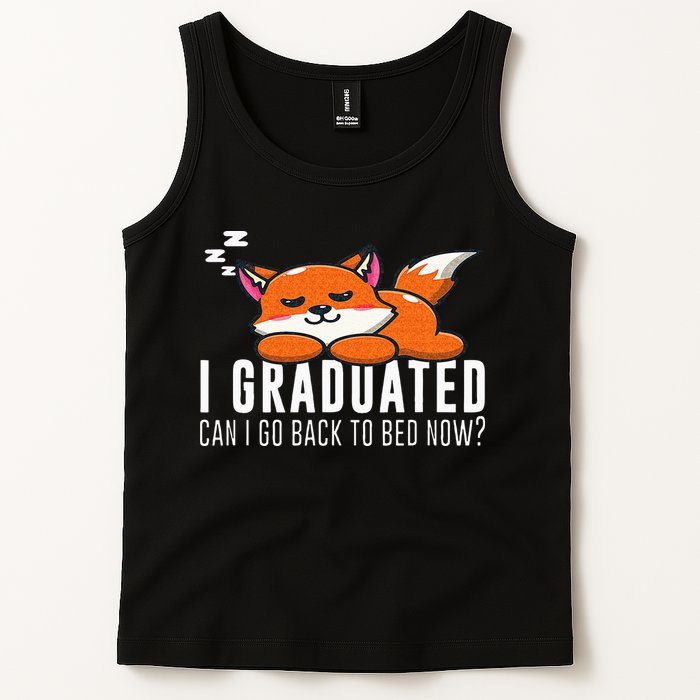 Funny I Graduated Can I Go Back To Bed Now Fox Graduation Tank Top