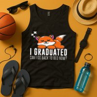 Funny I Graduated Can I Go Back To Bed Now Fox Graduation Tank Top