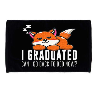 Funny I Graduated Can I Go Back To Bed Now Fox Graduation Microfiber Hand Towel