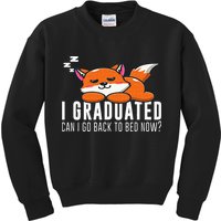 Funny I Graduated Can I Go Back To Bed Now Fox Graduation Kids Sweatshirt