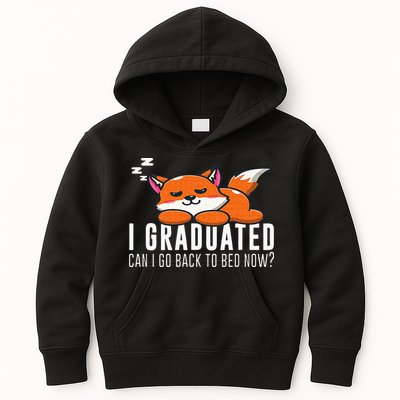 Funny I Graduated Can I Go Back To Bed Now Fox Graduation Kids Hoodie