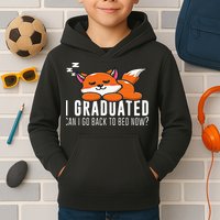 Funny I Graduated Can I Go Back To Bed Now Fox Graduation Kids Hoodie