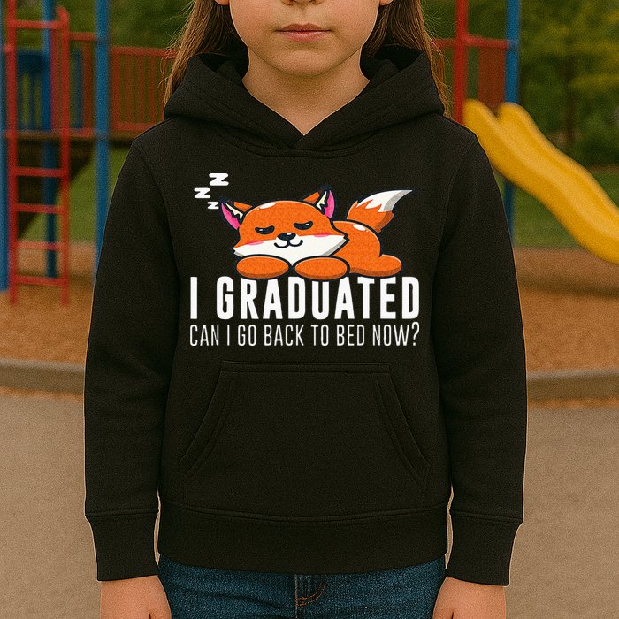 Funny I Graduated Can I Go Back To Bed Now Fox Graduation Kids Hoodie
