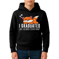 Funny I Graduated Can I Go Back To Bed Now Fox Graduation Kids Hoodie