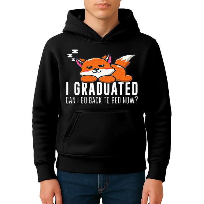 Funny I Graduated Can I Go Back To Bed Now Fox Graduation Kids Hoodie