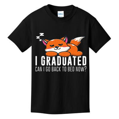 Funny I Graduated Can I Go Back To Bed Now Fox Graduation Kids T-Shirt