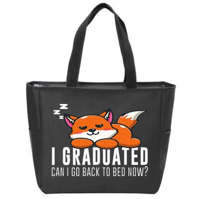 Funny I Graduated Can I Go Back To Bed Now Fox Graduation Zip Tote Bag