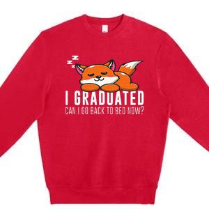 Funny I Graduated Can I Go Back To Bed Now Fox Graduation Premium Crewneck Sweatshirt