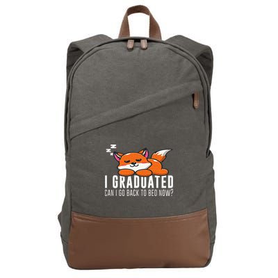 Funny I Graduated Can I Go Back To Bed Now Fox Graduation Cotton Canvas Backpack