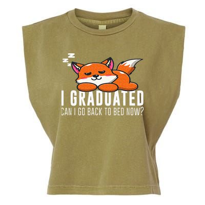 Funny I Graduated Can I Go Back To Bed Now Fox Graduation Garment-Dyed Women's Muscle Tee