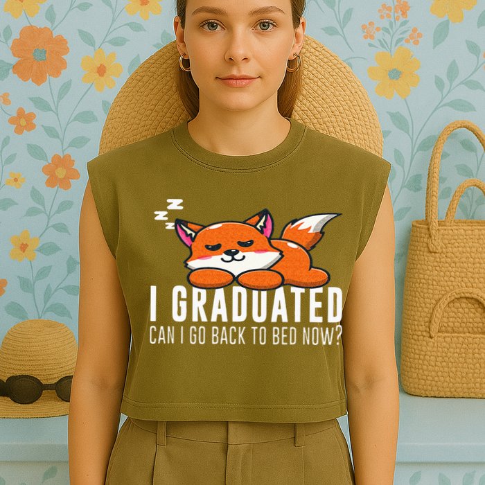 Funny I Graduated Can I Go Back To Bed Now Fox Graduation Garment-Dyed Women's Muscle Tee