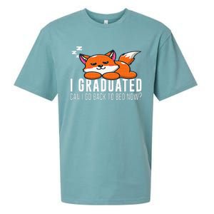 Funny I Graduated Can I Go Back To Bed Now Fox Graduation Sueded Cloud Jersey T-Shirt