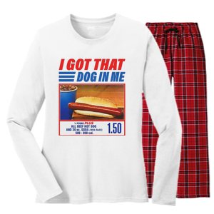 Funny I Got That Dog In Me Funny Hotdog Meme Viral Quote Women's Long Sleeve Flannel Pajama Set 