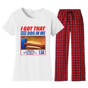 Funny I Got That Dog In Me Funny Hotdog Meme Viral Quote Women's Flannel Pajama Set