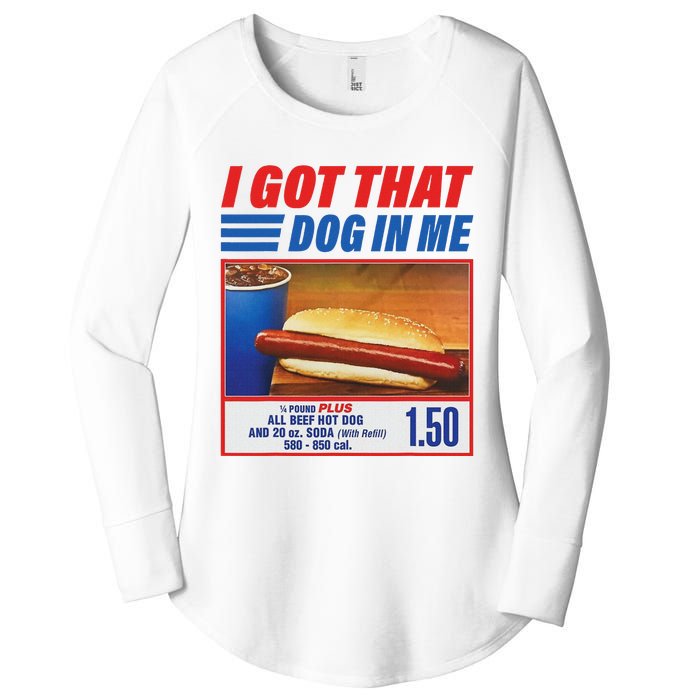 Funny I Got That Dog In Me Funny Hotdog Meme Viral Quote Women's Perfect Tri Tunic Long Sleeve Shirt