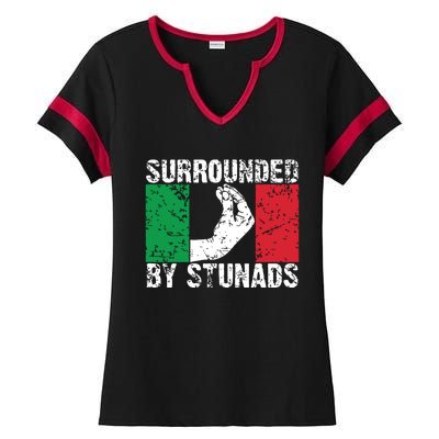 Funny Italian Gift For Men Women Cool Surrounded By Stunads Ladies Halftime Notch Neck Tee