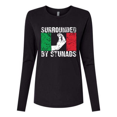 Funny Italian Gift For Men Women Cool Surrounded By Stunads Womens Cotton Relaxed Long Sleeve T-Shirt