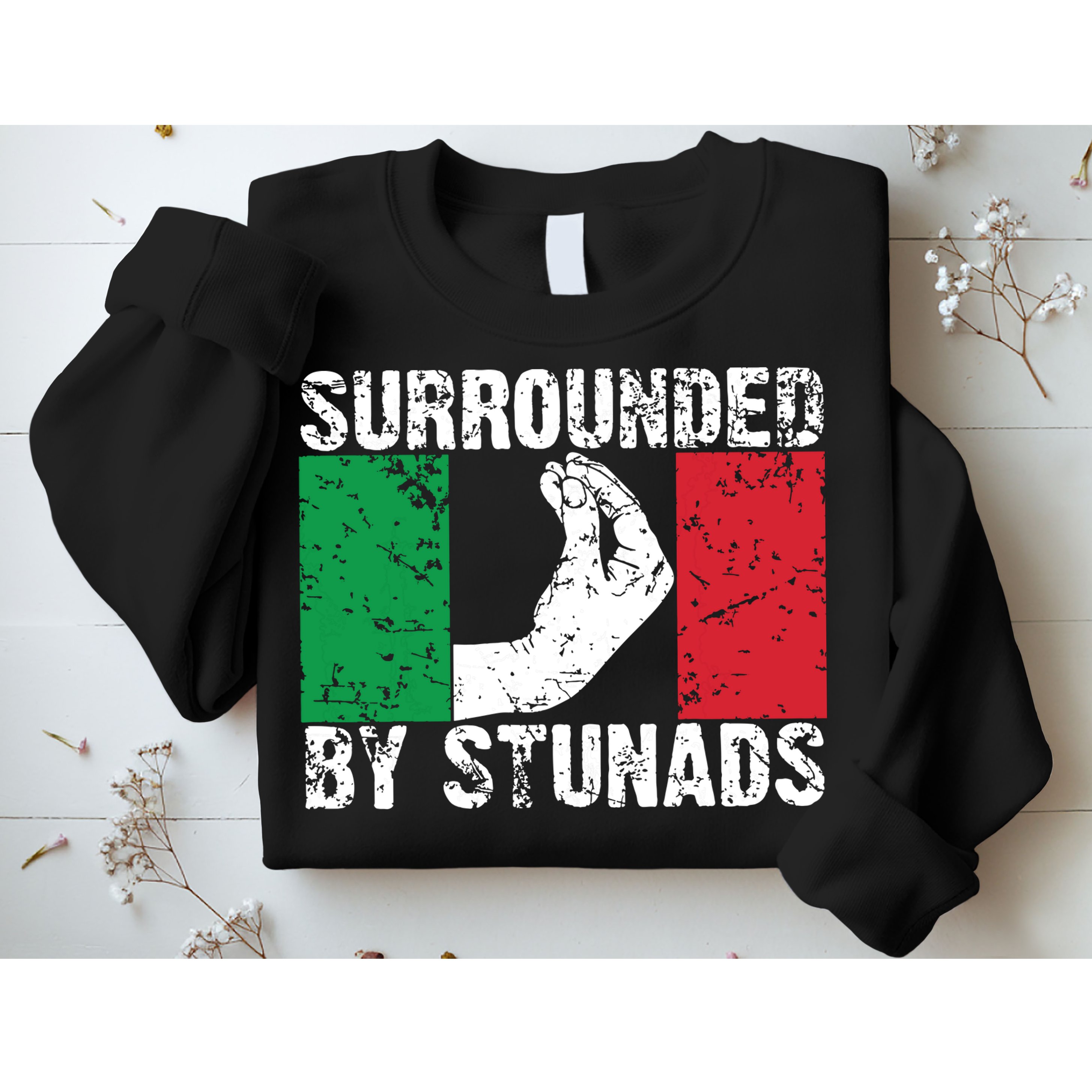 Funny Italian Gift For Men Women Cool Surrounded By Stunads Sweatshirt