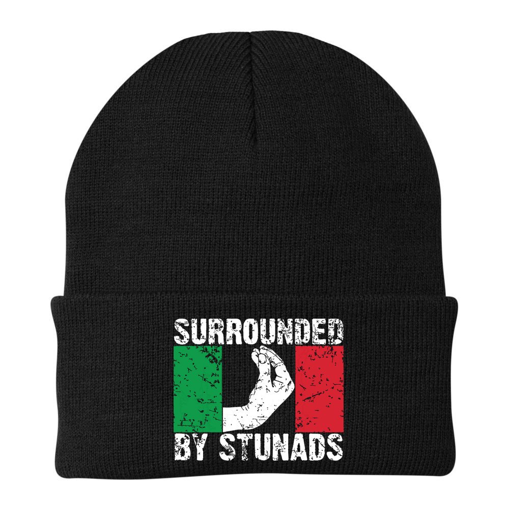 Funny Italian Gift For Men Women Cool Surrounded By Stunads Beanie