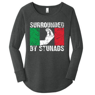 Funny Italian Gift For Men Women Cool Surrounded By Stunads Women's Perfect Tri Tunic Long Sleeve Shirt