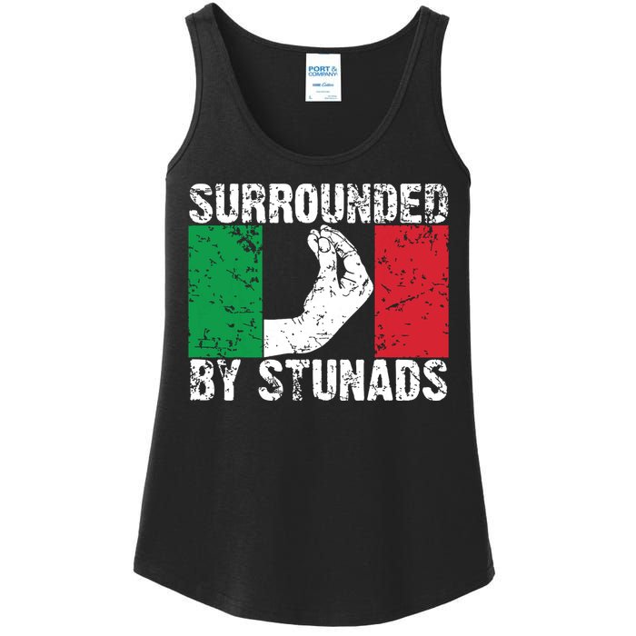 Funny Italian Gift For Men Women Cool Surrounded By Stunads Ladies Essential Tank