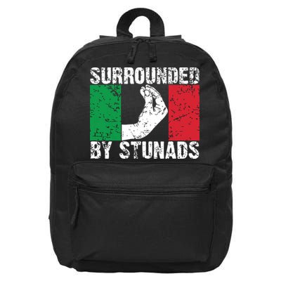 Funny Italian Gift For Men Women Cool Surrounded By Stunads 16 in Basic Backpack