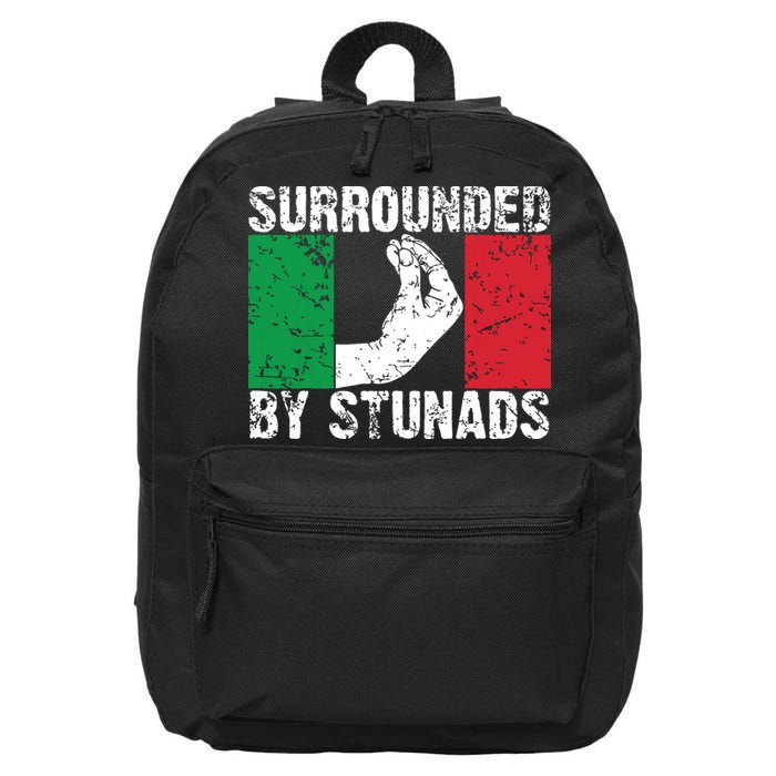 Funny Italian Gift For Men Women Cool Surrounded By Stunads 16 in Basic Backpack