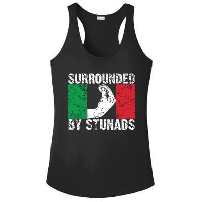 Funny Italian Gift For Men Women Cool Surrounded By Stunads Ladies PosiCharge Competitor Racerback Tank