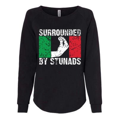 Funny Italian Gift For Men Women Cool Surrounded By Stunads Womens California Wash Sweatshirt