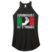 Funny Italian Gift For Men Women Cool Surrounded By Stunads Women's Perfect Tri Rocker Tank