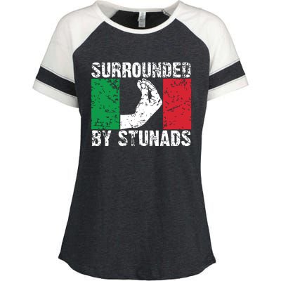 Funny Italian Gift For Men Women Cool Surrounded By Stunads Enza Ladies Jersey Colorblock Tee