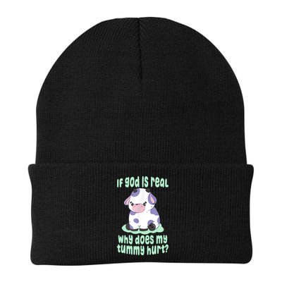 Funny If God Is Real Why Does My Tummy Hurt Sad Cow Beanie