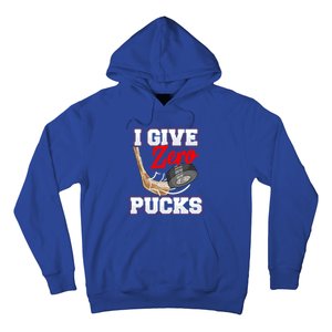 Funny I Give Zero Pucks Ice Hockey Players Sarcastic Pun Gift Hoodie