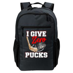 Funny I Give Zero Pucks Ice Hockey Players Sarcastic Pun Gift Daily Commute Backpack